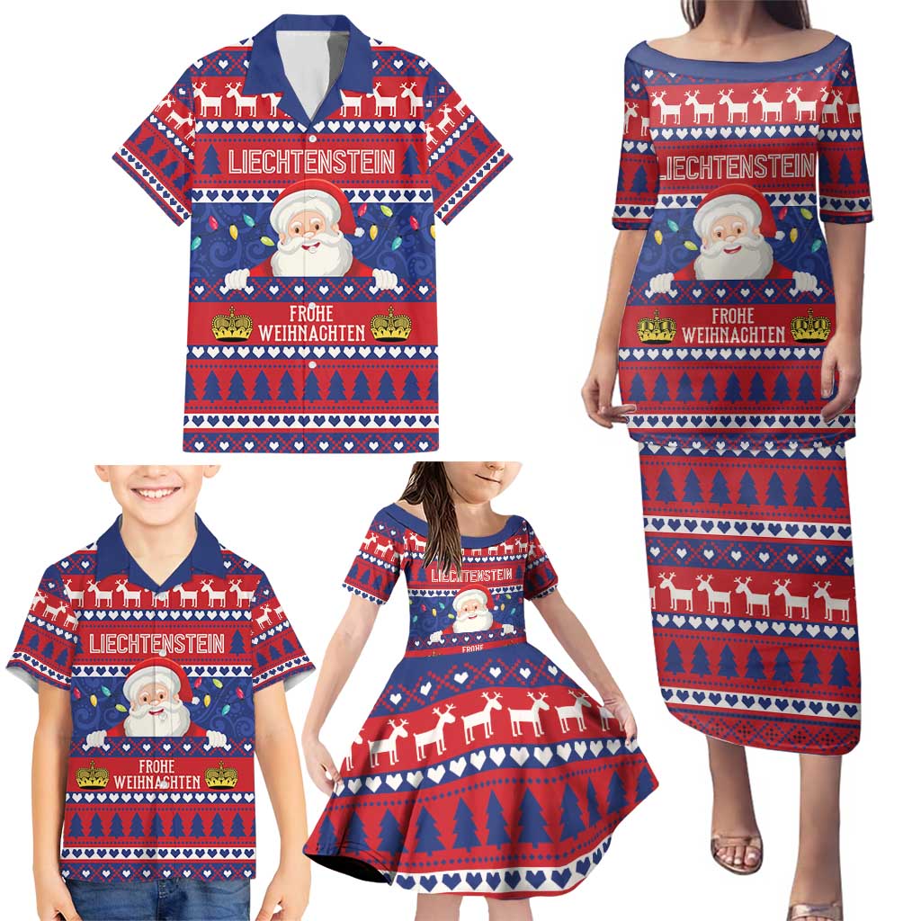 Liechtenstein Christmas Family Matching Puletasi and Hawaiian Shirt Frohe Weihnachten Der Weihnachtsmann - Wonder Print Shop