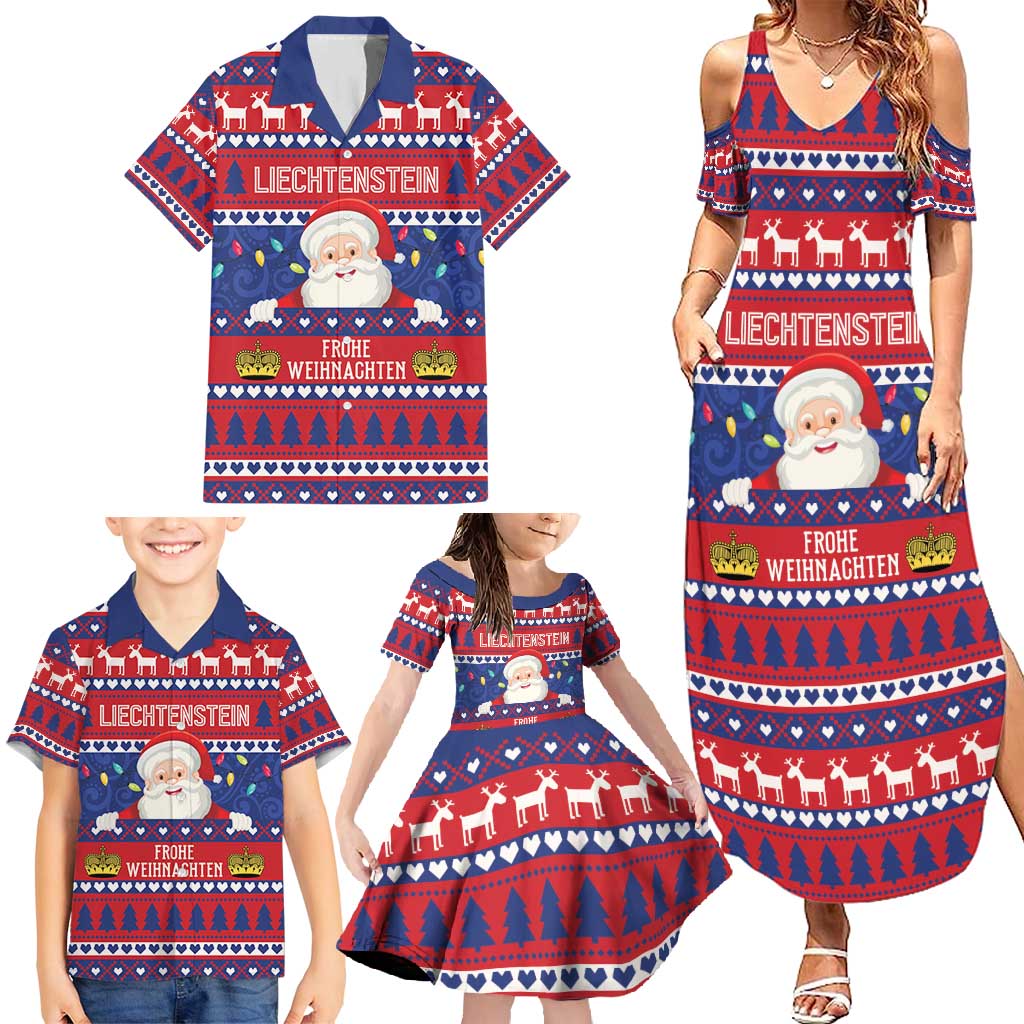 Liechtenstein Christmas Family Matching Summer Maxi Dress and Hawaiian Shirt Frohe Weihnachten Der Weihnachtsmann - Wonder Print Shop