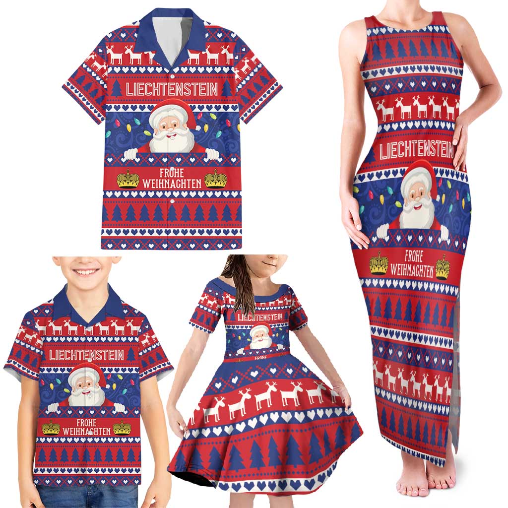 Liechtenstein Christmas Family Matching Tank Maxi Dress and Hawaiian Shirt Frohe Weihnachten Der Weihnachtsmann - Wonder Print Shop