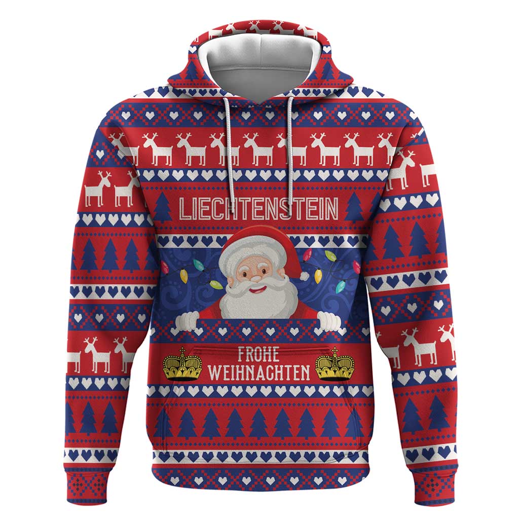 Liechtenstein Christmas Hoodie Frohe Weihnachten Der Weihnachtsmann - Wonder Print Shop