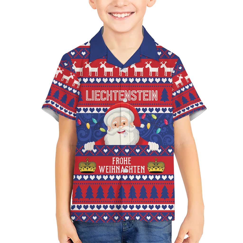 Liechtenstein Christmas Kid Hawaiian Shirt Frohe Weihnachten Der Weihnachtsmann - Wonder Print Shop