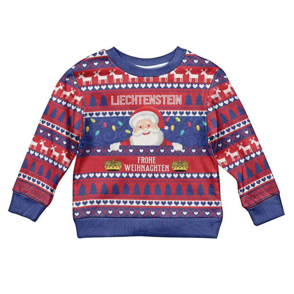 Liechtenstein Christmas Kid Ugly Christmas Sweater Frohe Weihnachten Der Weihnachtsmann - Wonder Print Shop