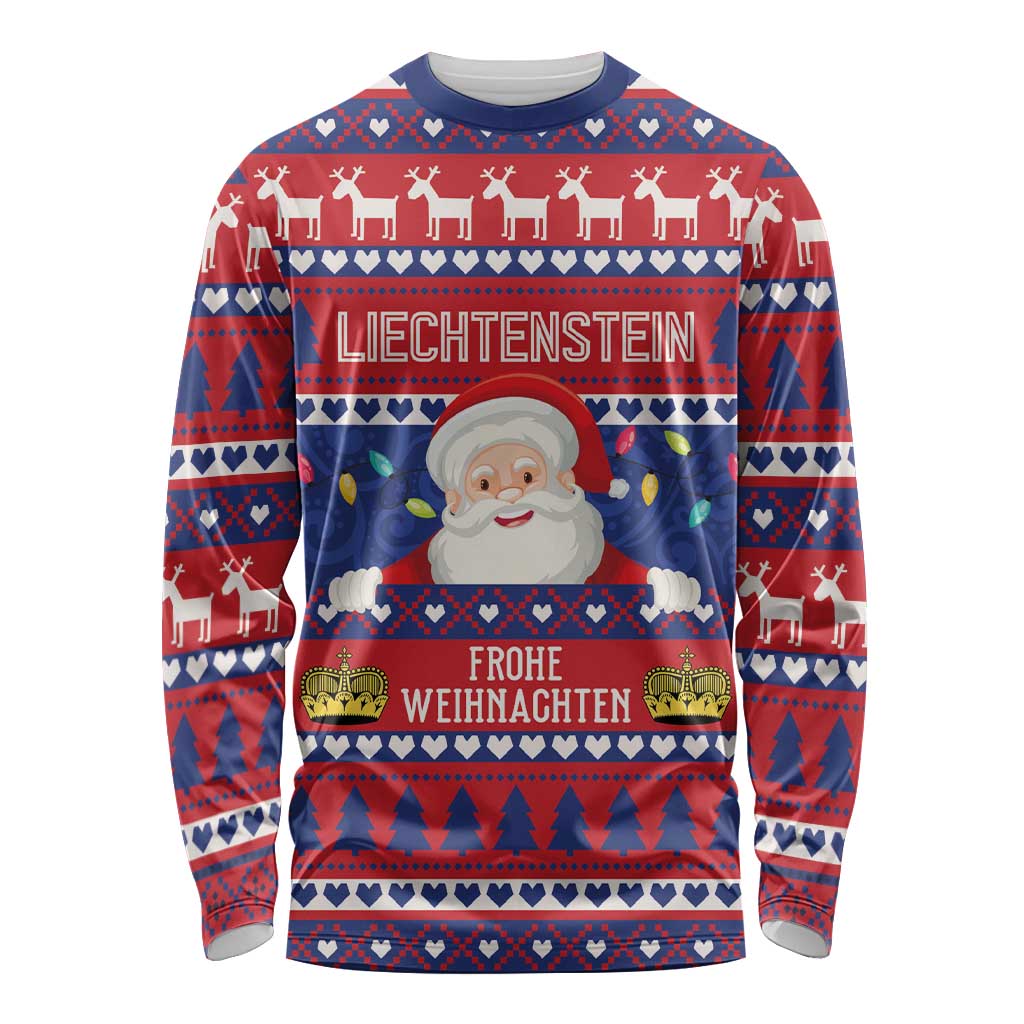 Liechtenstein Christmas Long Sleeve Shirt Frohe Weihnachten Der Weihnachtsmann - Wonder Print Shop