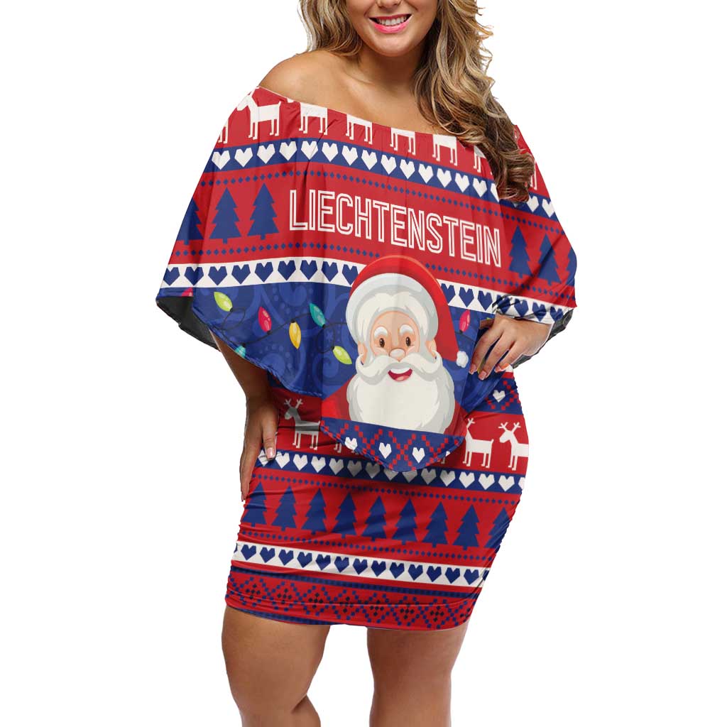 Liechtenstein Christmas Off Shoulder Short Dress Frohe Weihnachten Der Weihnachtsmann - Wonder Print Shop