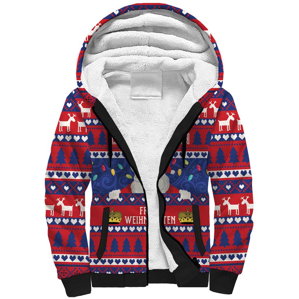 Liechtenstein Christmas Sherpa Hoodie Frohe Weihnachten Der Weihnachtsmann - Wonder Print Shop