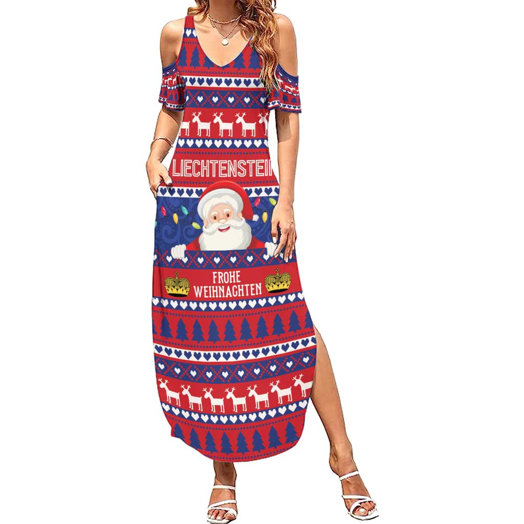 Liechtenstein Christmas Summer Maxi Dress Frohe Weihnachten Der Weihnachtsmann - Wonder Print Shop