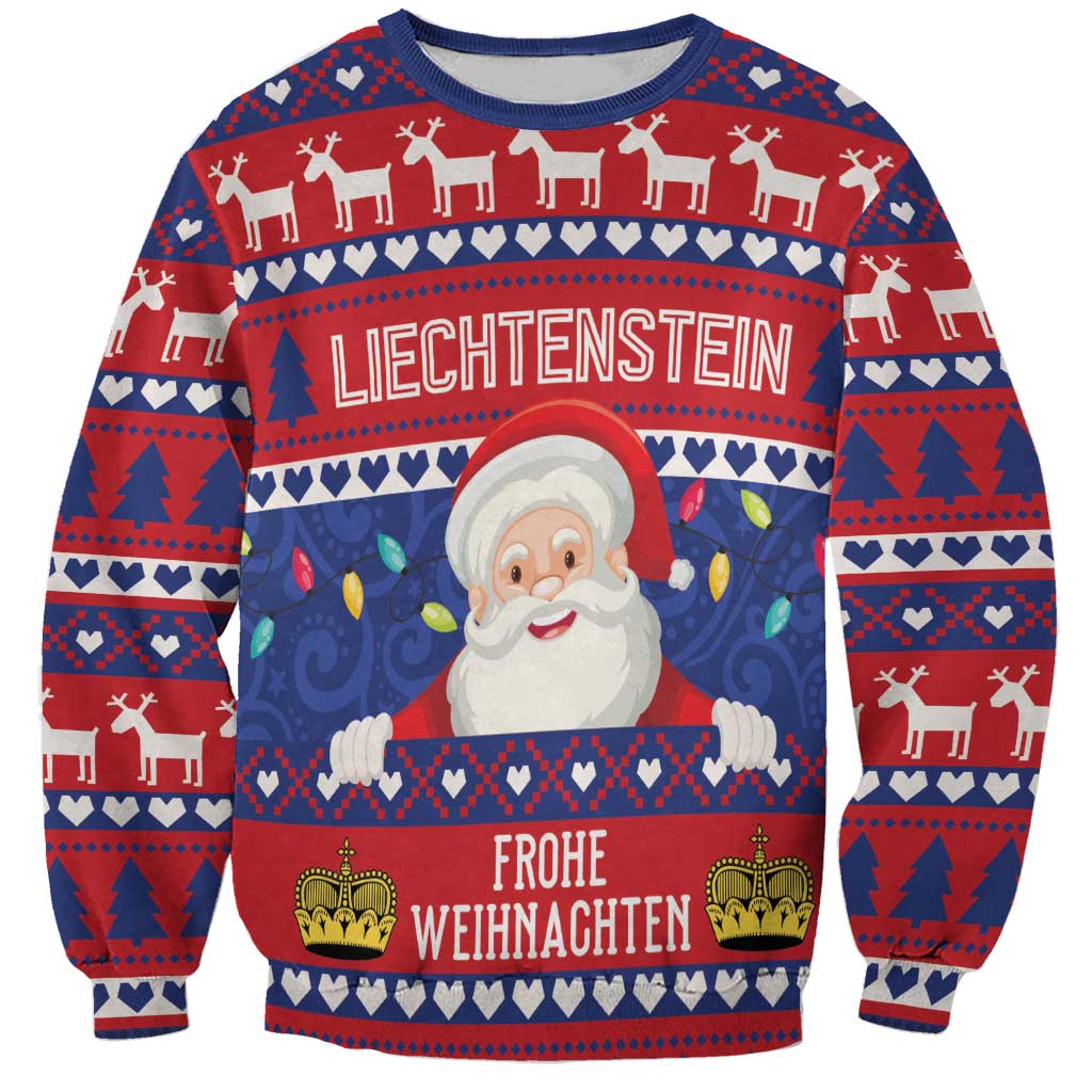 Liechtenstein Christmas Sweatshirt Frohe Weihnachten Der Weihnachtsmann - Wonder Print Shop