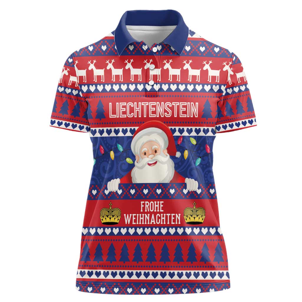 Liechtenstein Christmas Women Polo Shirt Frohe Weihnachten Der Weihnachtsmann - Wonder Print Shop