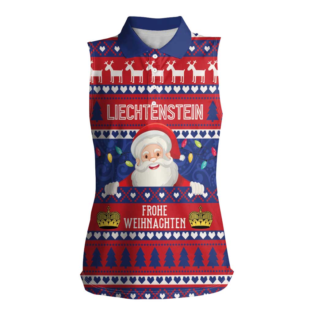 Liechtenstein Christmas Women Sleeveless Polo Shirt Frohe Weihnachten Der Weihnachtsmann - Wonder Print Shop