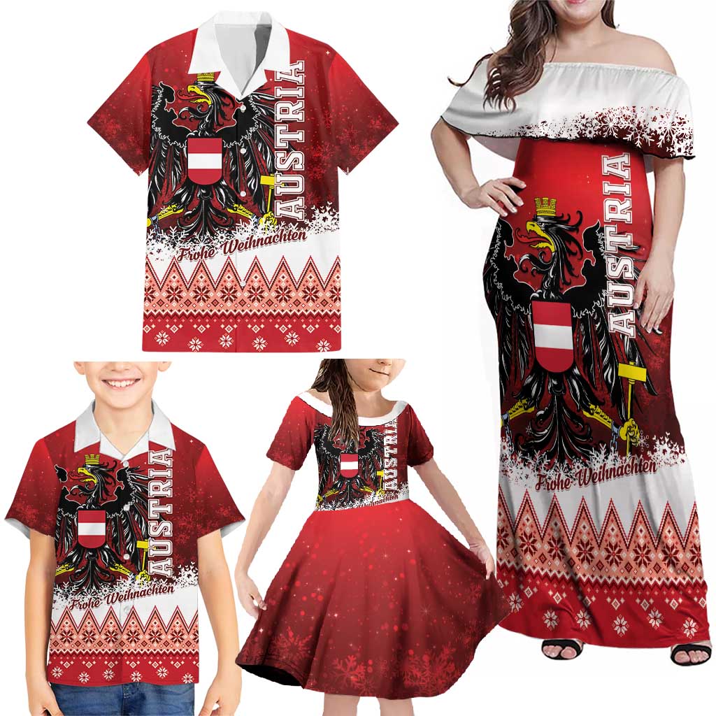 Personalized Austria Christmas Eagle Family Matching Off Shoulder Maxi Dress and Hawaiian Shirt Frohe Weihnachten - Wonder Print Shop