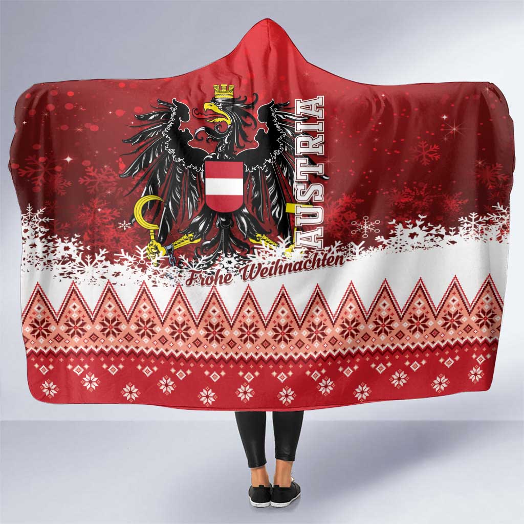 Austria Christmas Eagle Hooded Blanket Frohe Weihnachten