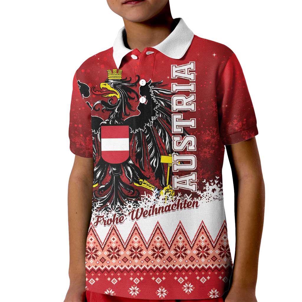 Personalized Austria Christmas Eagle Kid Polo Shirt Frohe Weihnachten - Wonder Print Shop