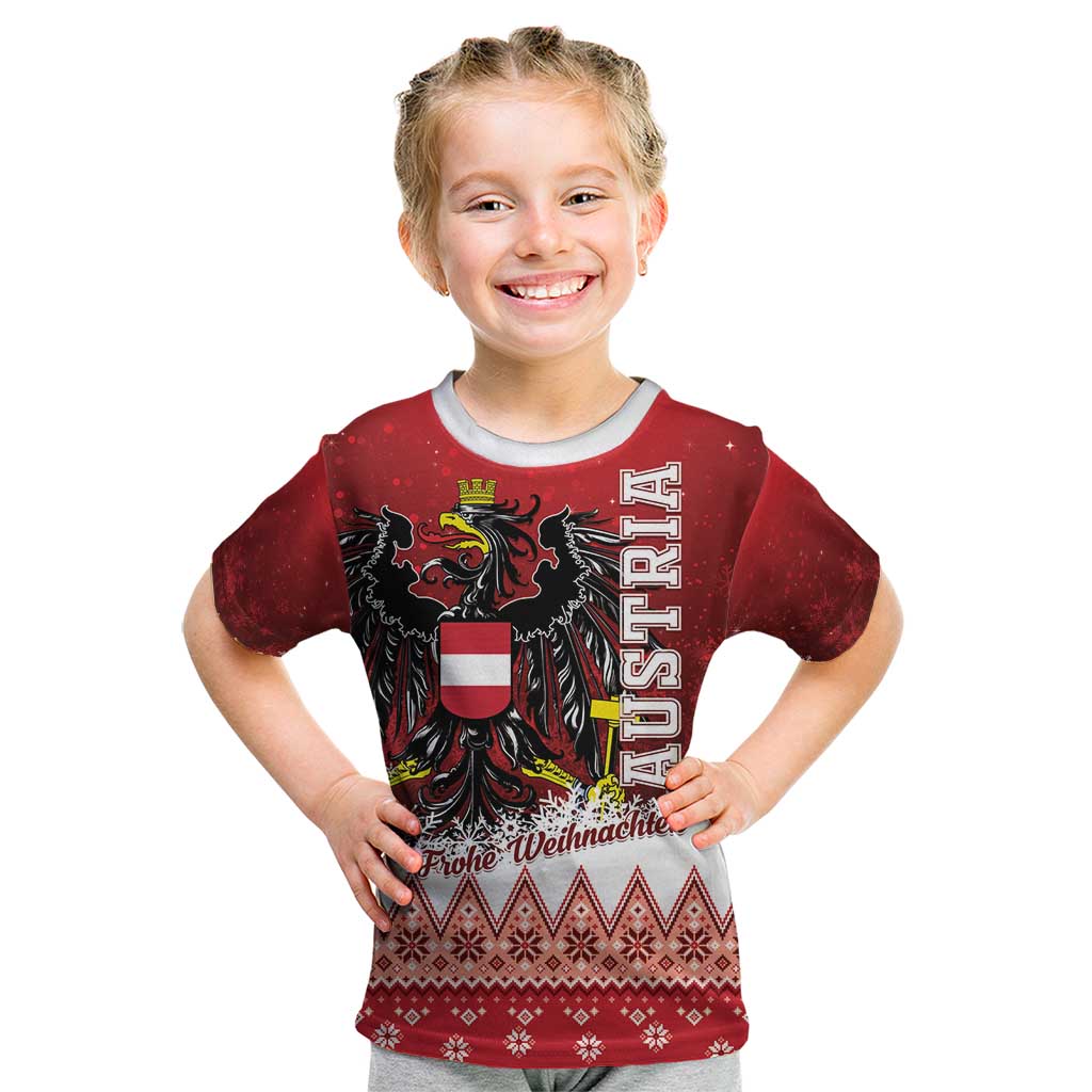 Personalized Austria Christmas Eagle Kid T Shirt Frohe Weihnachten - Wonder Print Shop