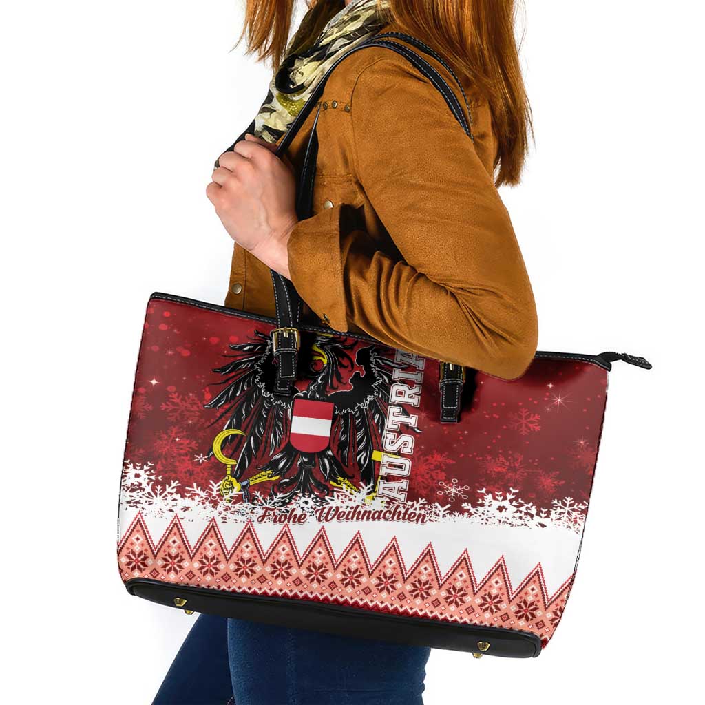 Austria Christmas Eagle Leather Tote Bag Frohe Weihnachten - Wonder Print Shop