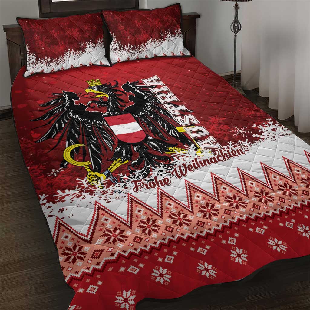 Austria Christmas Eagle Quilt Bed Set Frohe Weihnachten - Wonder Print Shop