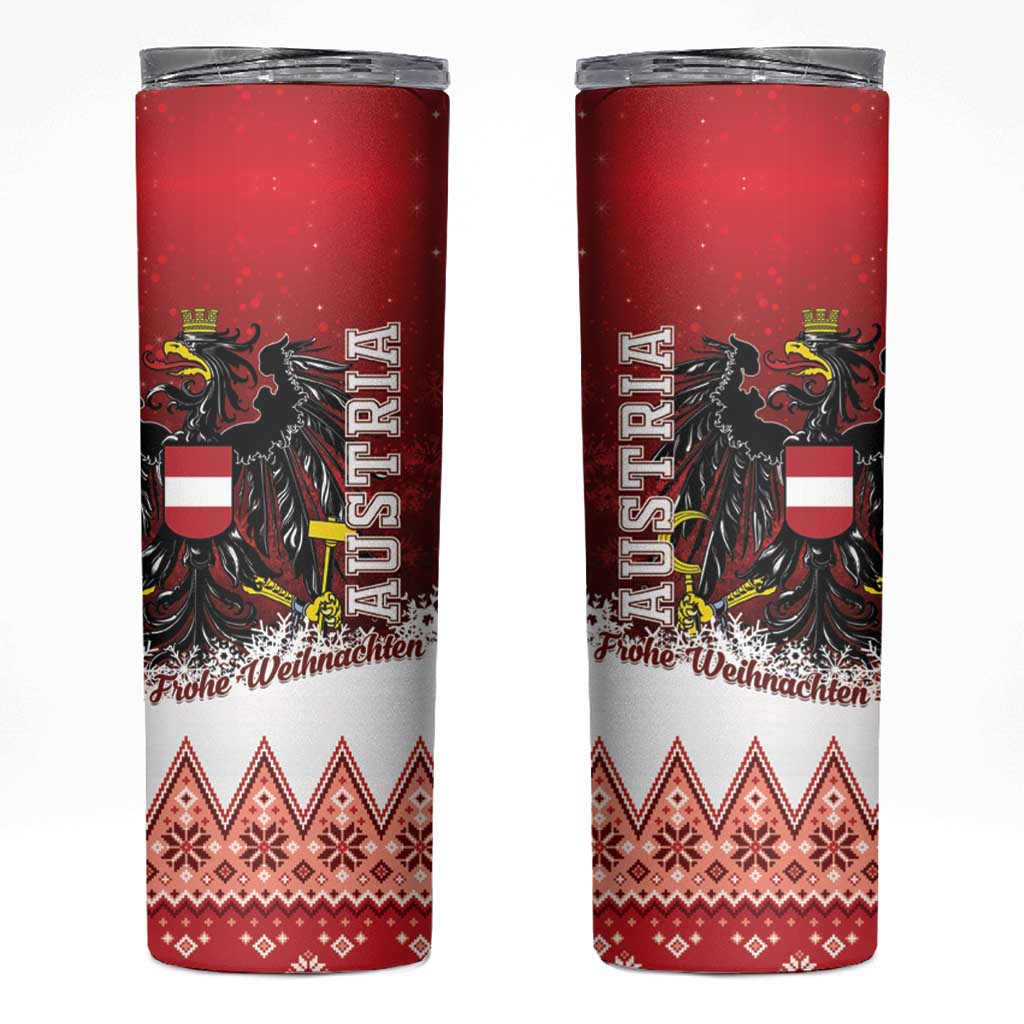 Austria Christmas Eagle Skinny Tumbler Frohe Weihnachten - Wonder Print Shop