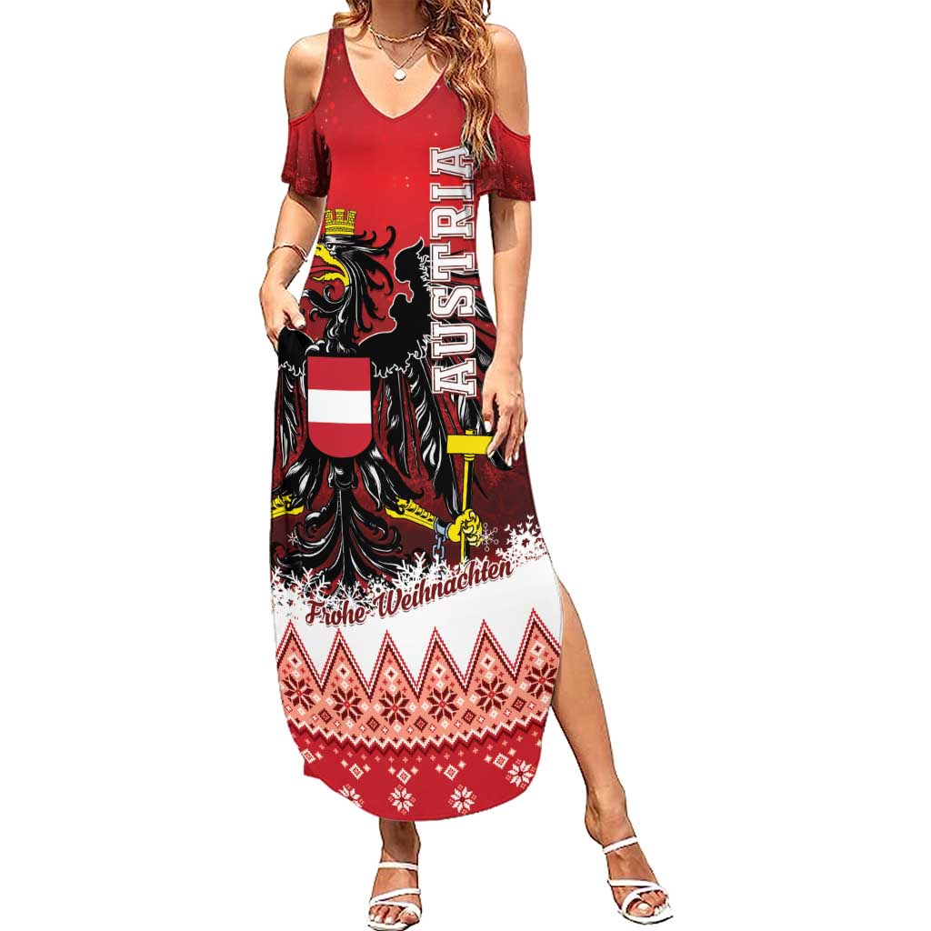 Personalized Austria Christmas Eagle Summer Maxi Dress Frohe Weihnachten - Wonder Print Shop