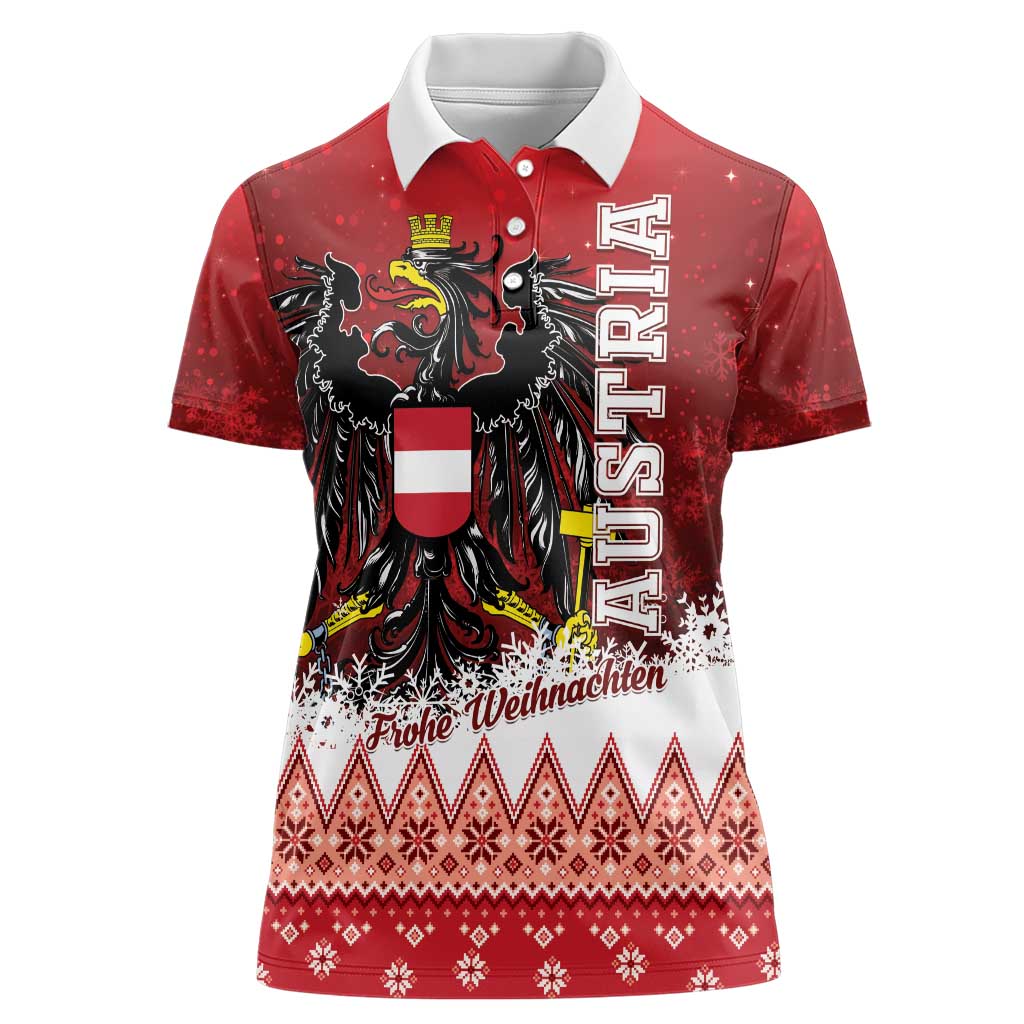 Personalized Austria Christmas Eagle Women Polo Shirt Frohe Weihnachten - Wonder Print Shop