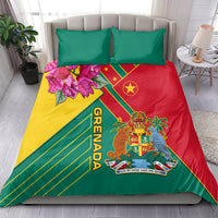 Bedding set with two teal pillowcases and red/yellow flag design, crest and stars