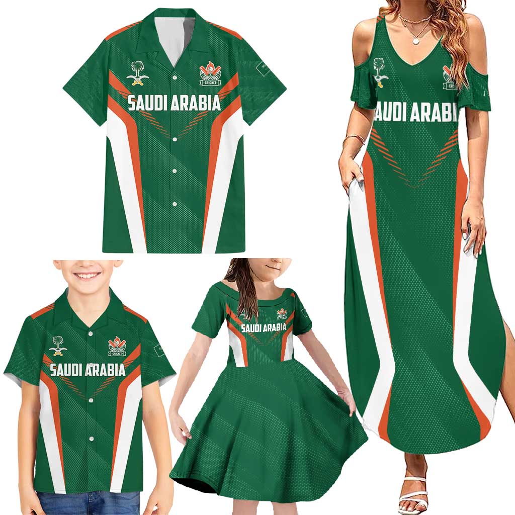 Custom Saudi Arabia Cricket Family Matching Summer Maxi Dress and Hawaiian Shirt TeamSaudi Go Champions - Wonder Print Shop