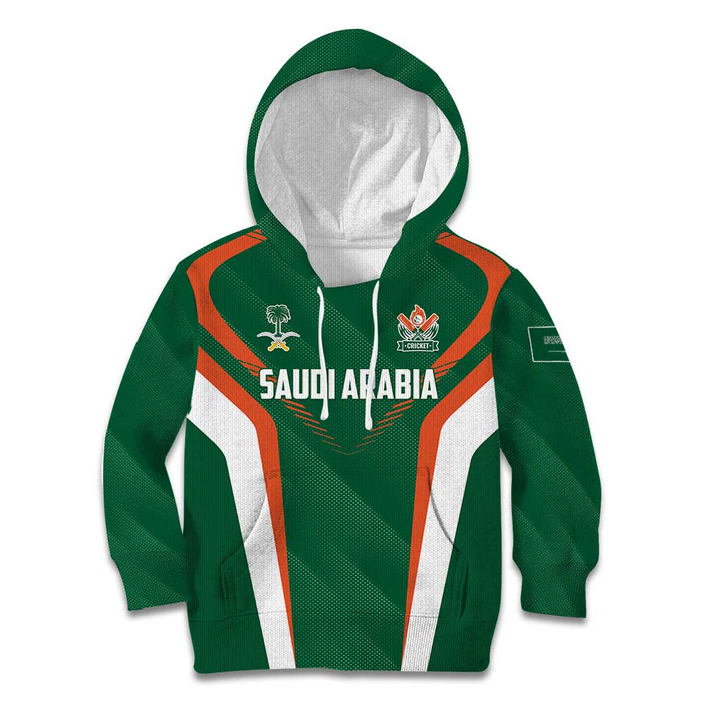 Custom Saudi Arabia Cricket Kid Hoodie TeamSaudi Go Champions - Wonder Print Shop