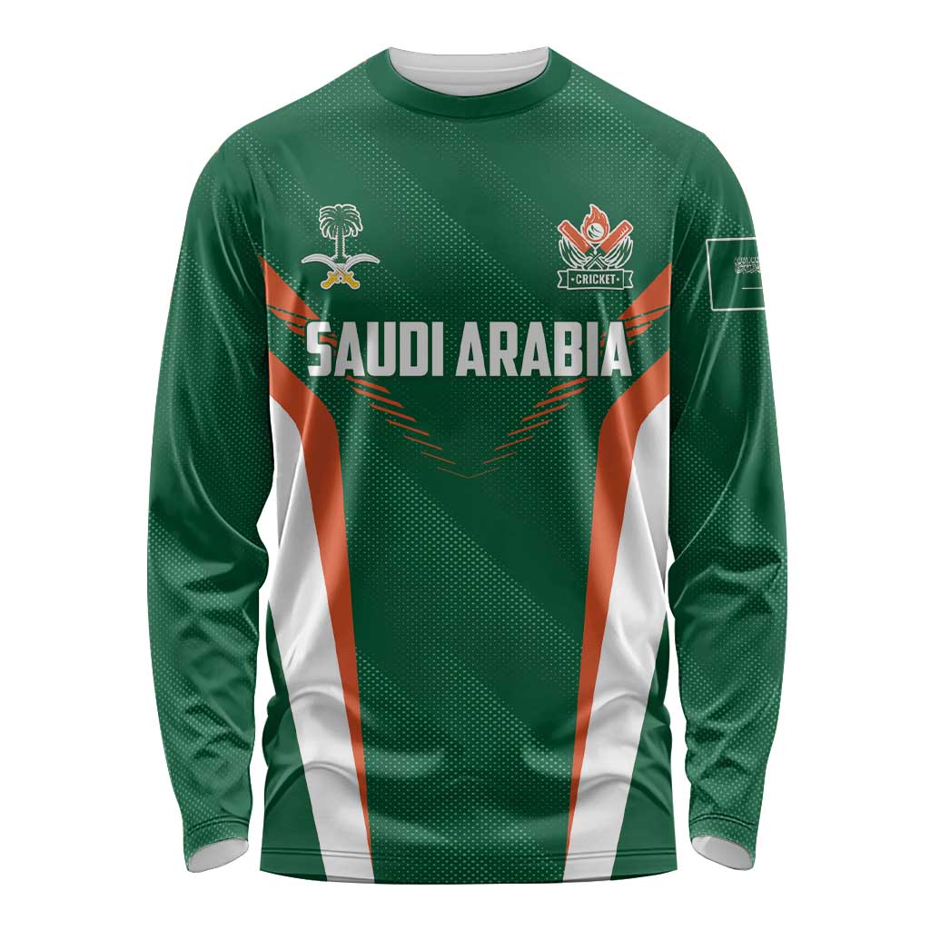 Custom Saudi Arabia Cricket Long Sleeve Shirt TeamSaudi Go Champions - Wonder Print Shop