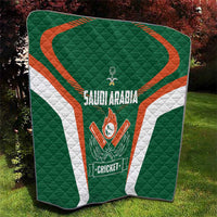 Green Saudi Arabia cricket quilt with quilted texture, central crest, and “CRICKET” badge