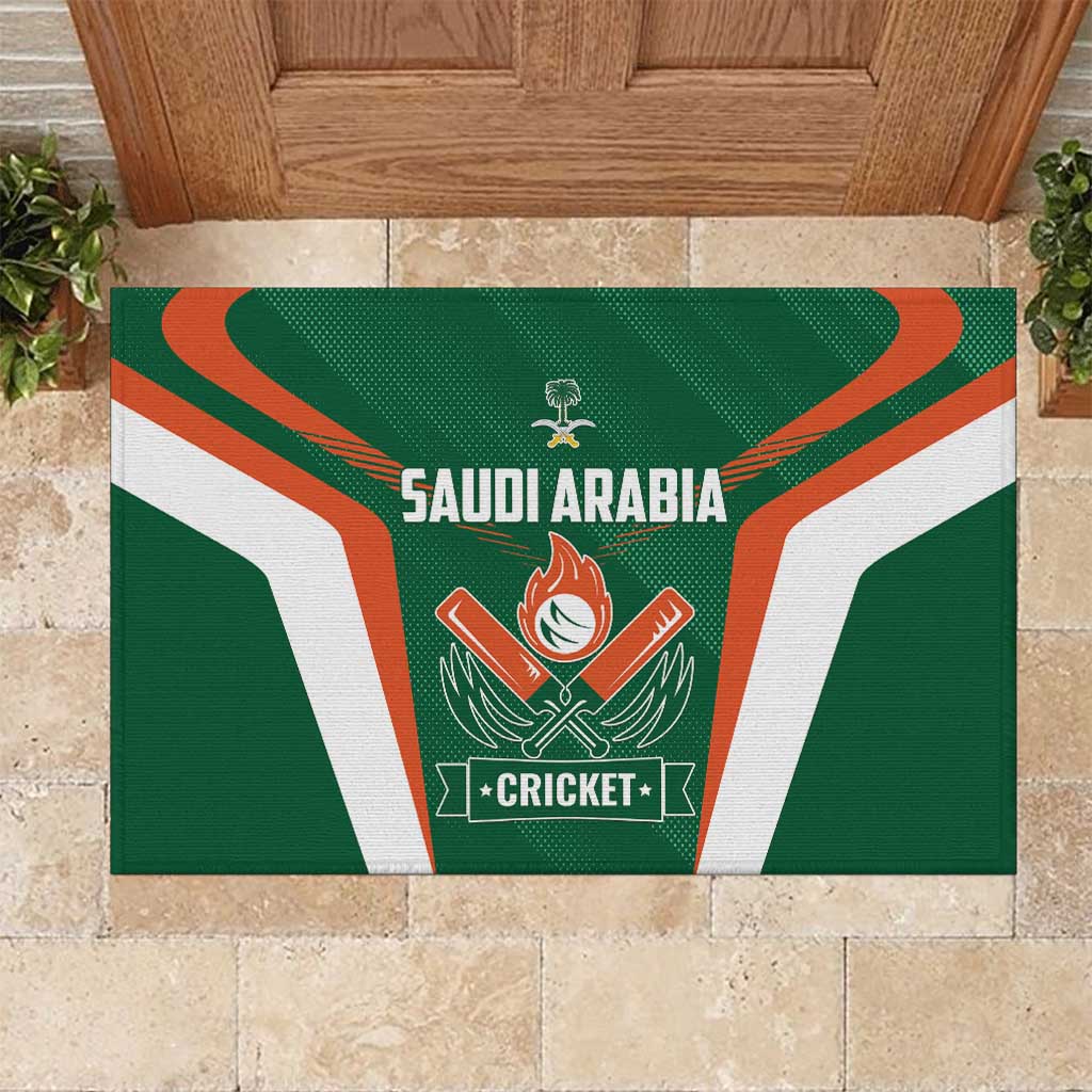 Saudi Arabia Cricket Rubber Doormat TeamSaudi Go Champions - Wonder Print Shop