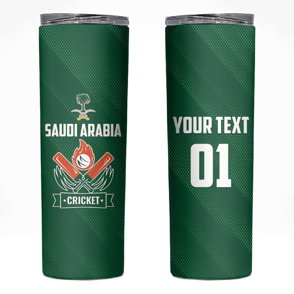 Custom Saudi Arabia Cricket Skinny Tumbler TeamSaudi Go Champions - Wonder Print Shop