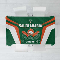 Green Saudi Arabia cricket tablecloth with emblem and 'CRICKET' banner