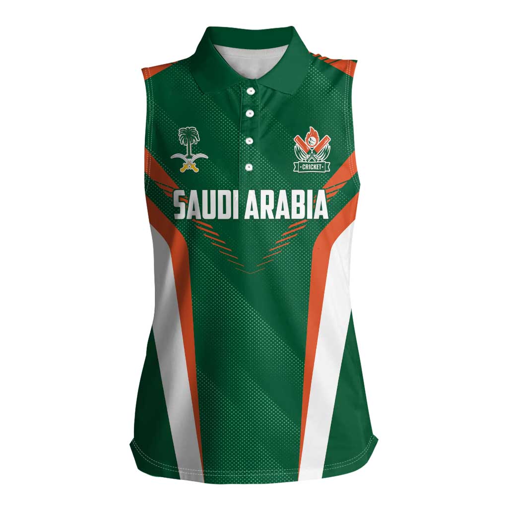 Custom Saudi Arabia Cricket Women Sleeveless Polo Shirt TeamSaudi Go Champions - Wonder Print Shop