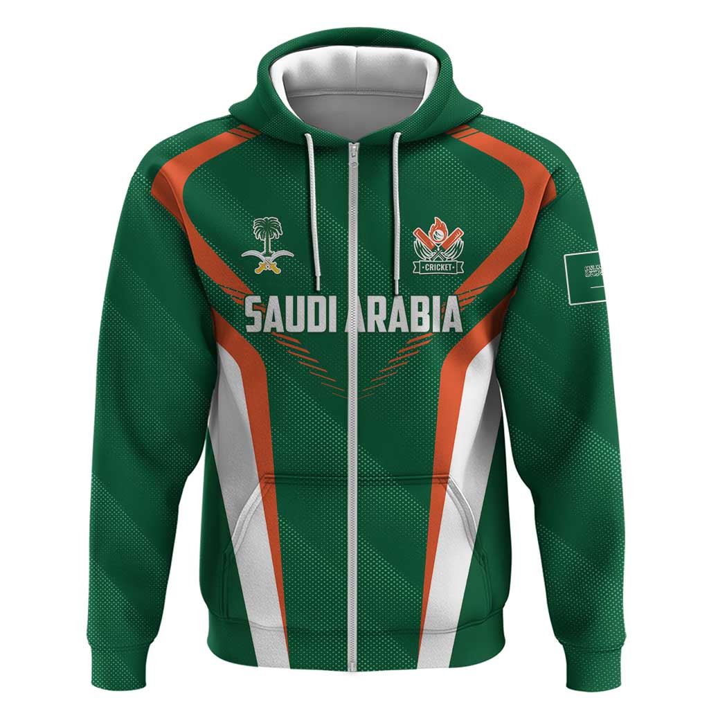 Custom Saudi Arabia Cricket Zip Hoodie TeamSaudi Go Champions - Wonder Print Shop