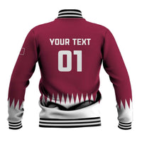 Back view maroon baseball jacket with striped ribbed hem, bold 01 and custom text