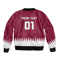 Red satin bomber jacket back with black rib trim and large '01' graphic, white zigzag