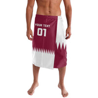 Boys maroon and white lavalava with 'YOUR TEXT' and number 01