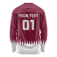 Maroon long-sleeve cricket shirt back with Your Text and number 01 print