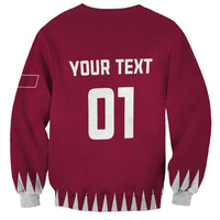 Maroon crewneck sweatshirt with 'YOUR TEXT 01' back print, long sleeves