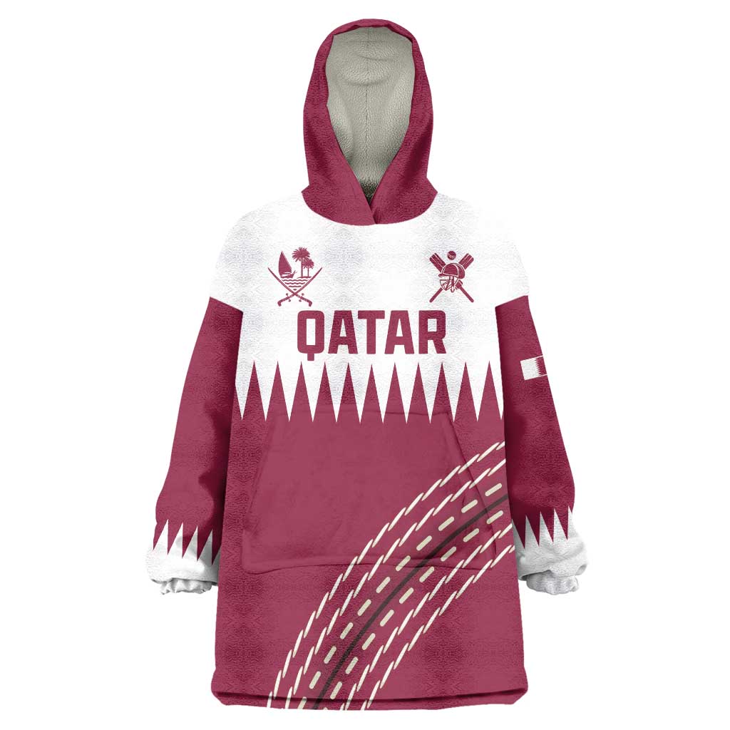 Custom Qatar Cricket Wearable Blanket Hoodie Come On Boys