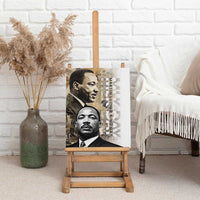 MLK Day canvas print on easel with two-portrait layout and vertical quote text