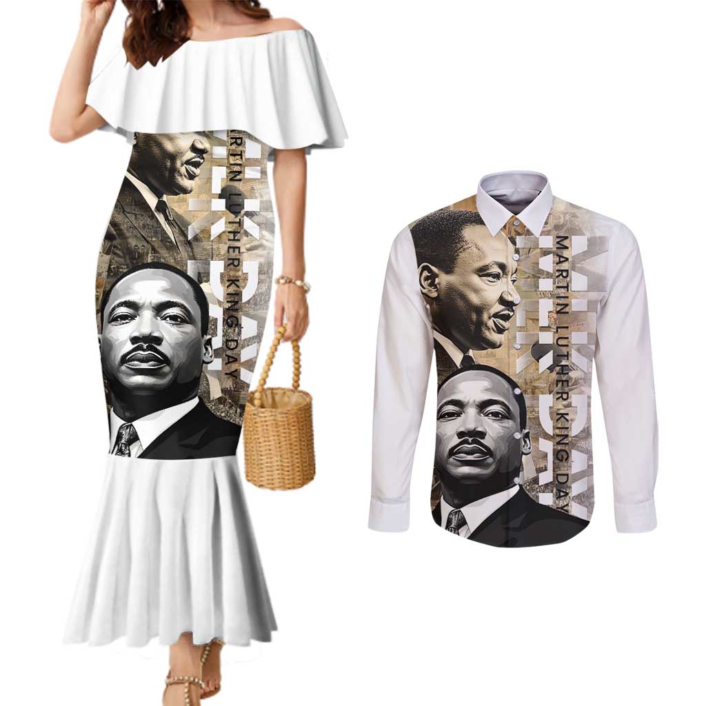 Martin Luther King Jr Day Couples Matching Mermaid Dress and Long Sleeve Button Shirt MLK His Dream Still Matters