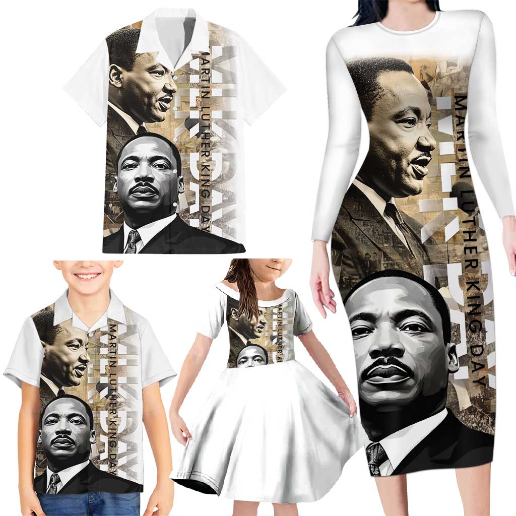 Martin Luther King Jr Day Family Matching Long Sleeve Bodycon Dress and Hawaiian Shirt MLK His Dream Still Matters - Wonder Print Shop