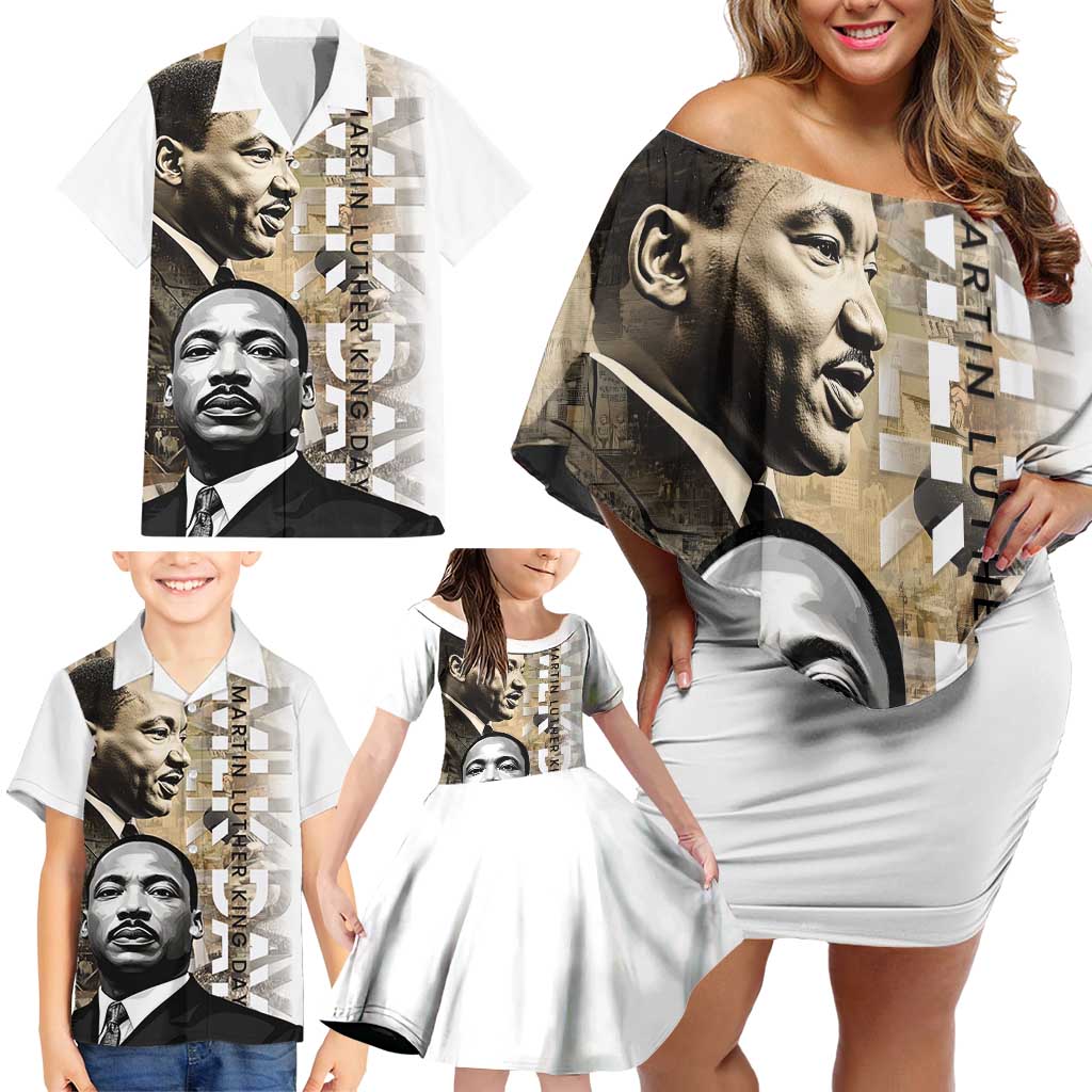 Martin Luther King Jr Day Family Matching Off Shoulder Short Dress and Hawaiian Shirt MLK His Dream Still Matters - Wonder Print Shop