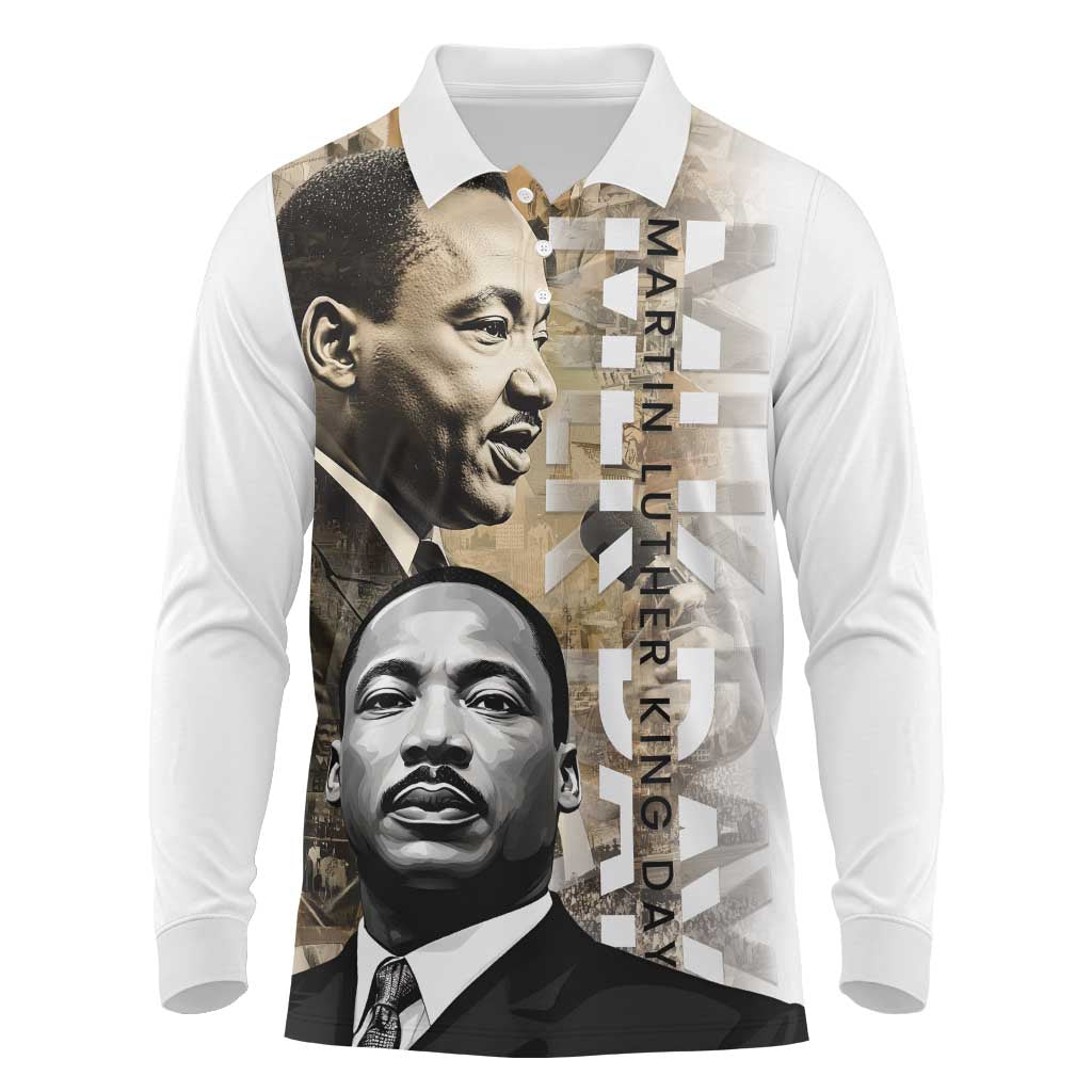 Martin Luther King Jr Day Long Sleeve Polo Shirt MLK His Dream Still Matters - Wonder Print Shop