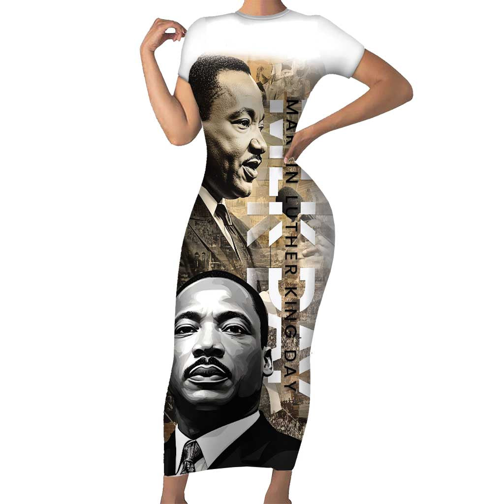 Martin Luther King Jr Day Short Sleeve Bodycon Dress MLK His Dream Still Matters - Wonder Print Shop