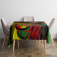 Rectangle Bob Marley birthday tablecloth with bold red, green, yellow and black pattern
