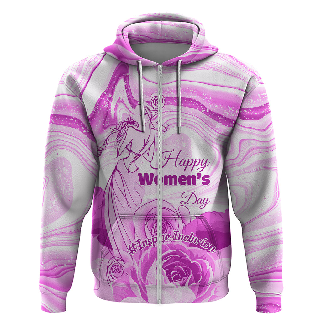 Happy International Women Day 2024 Zip Hoodie Inspire Inclusion - Wonder Print Shop