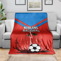 Equatorial Guinea football blanket, red and blue with Nzalang Nacional and soccer-ball flames