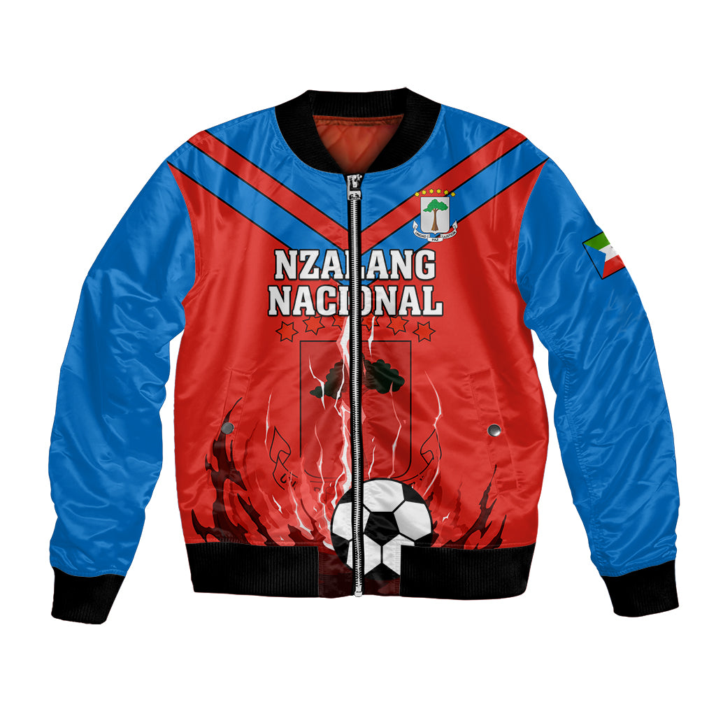 Red/blue football bomber jacket with NZALANG NACIONAL crest, front zip, black cuffs