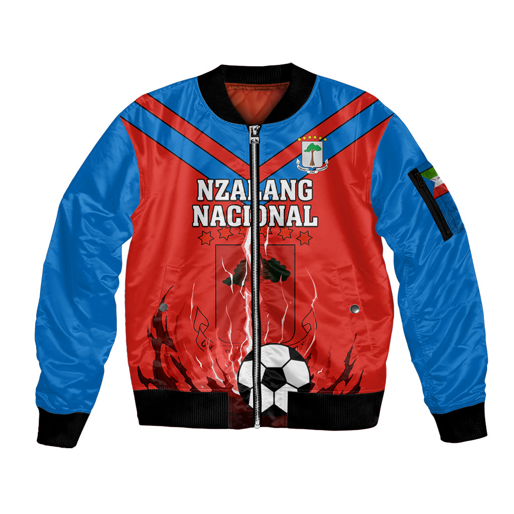 Red and blue zip bomber jacket with front NZALANG NACIONAL graphic and soccer ball
