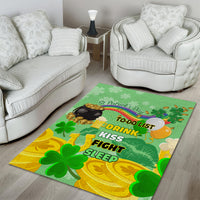 Green St. Patrick's Day area rug with shamrocks, pot of gold, and to-do list